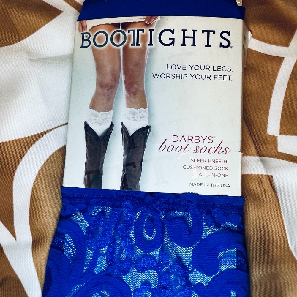 NWT Bootights Darby's Lace Knee High Boot Socks - Blue